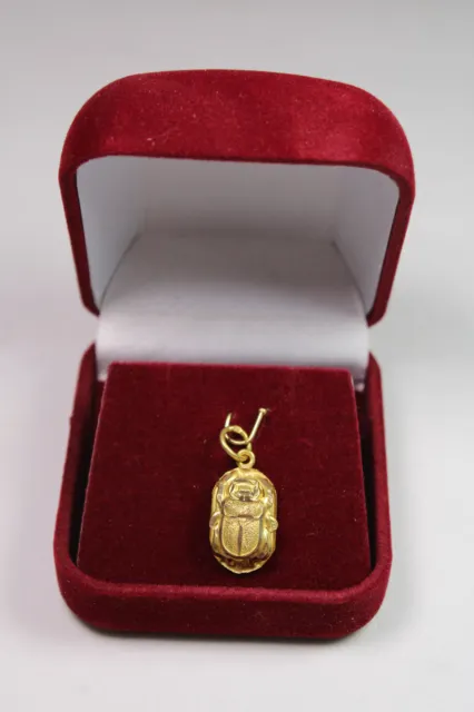 Egyptian Scarab Gold 18K DOUBLE SIDE Stamped Pharaonic Yellow Gold Pendant 1.3Gr 3