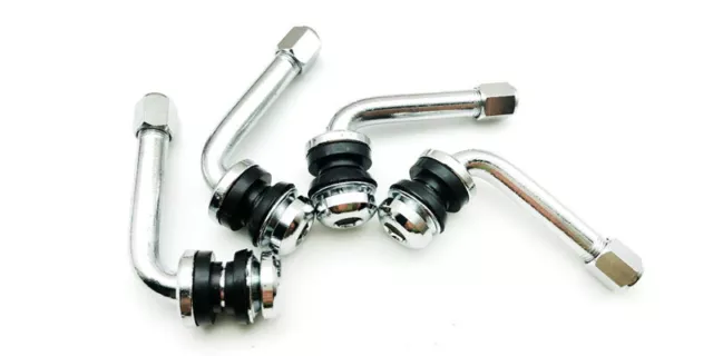 (4) 60mm 50mm/ 2" 90 degree angled valve stems for 2/3 piece wheel bolt tire PVR
