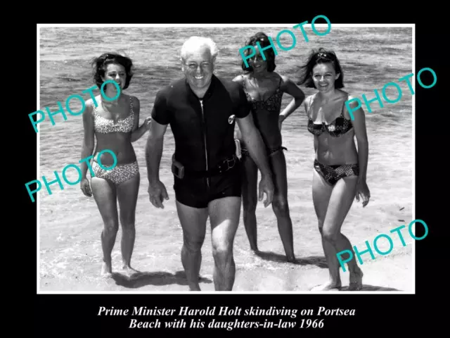 OLD 8x6 HISTORICAL PHOTO OF PRIME MINISTER HAROLD HOLT AT PORTSEA c1966