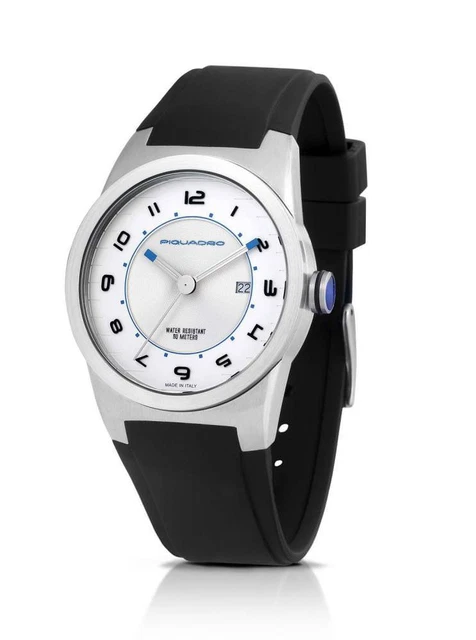 OROLOGIO UOMO PIQUADRO PO101 Silicone Nero Silver Sub 50mt Made in