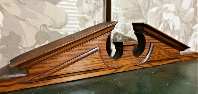 Victorian wood carving pediment Antique French architectural salvage 22"