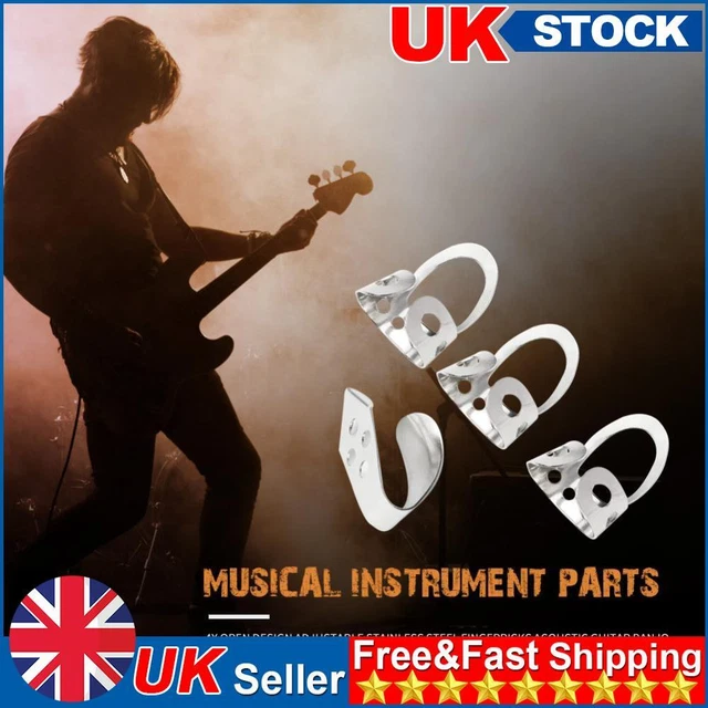 Adjustable 3 Finger Picks+1 Thumb Pick Acoustic Guitar Banjo Pick (Silver)