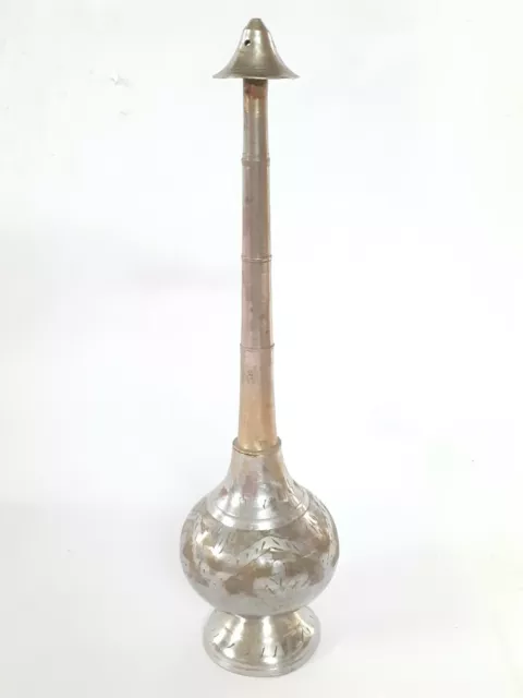 Indian Antique Hand Crafted Flower Design Sprinkler Rose Water Bottle. G71-15