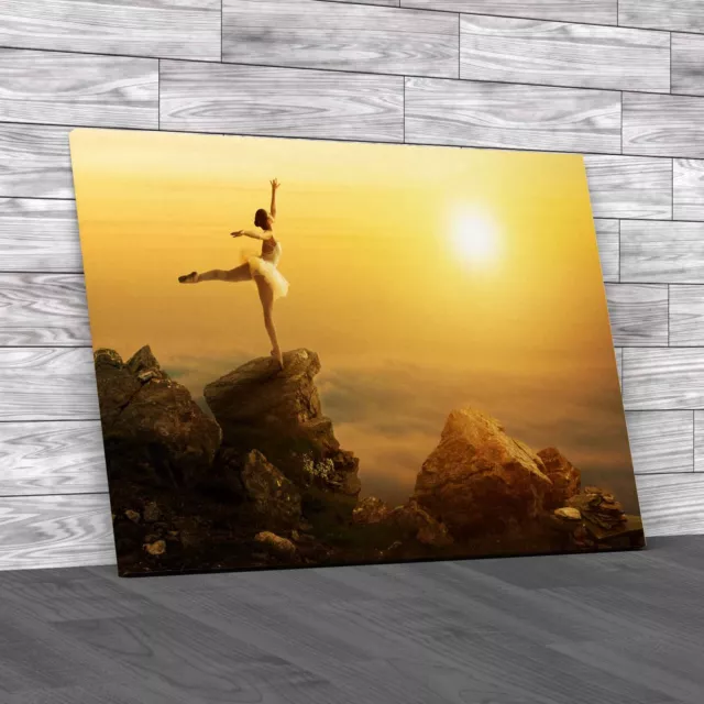 Mystic Sunset Ballet Ballerina On Cliff Edge Canvas Print Large Picture Wall Art