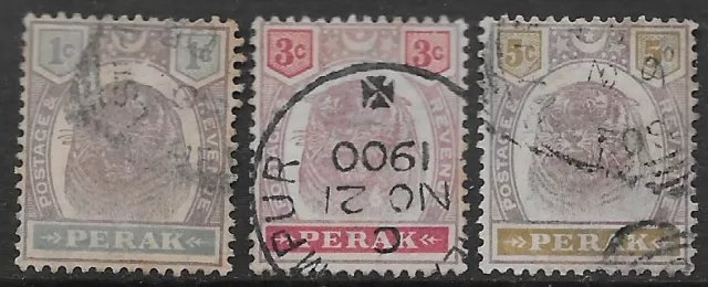 British Colonies 1895 Perak Malaysia Tiger 3val Mi n.19,21,23 US