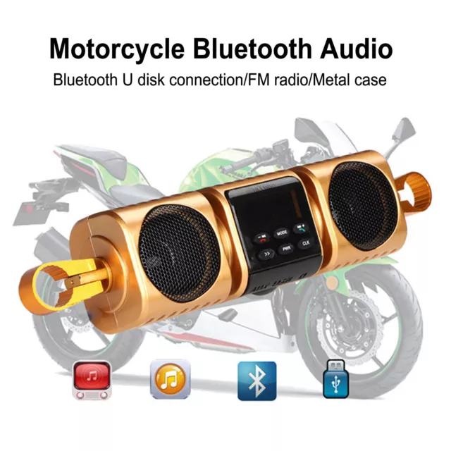 Waterproof Bluetooth Motorcycle Stereo Speaker USB AUX SD Radio MP3 Audio System