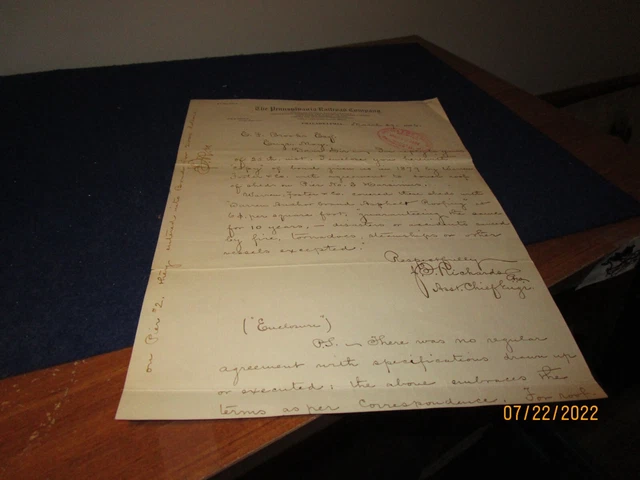 1886 Antique Pennsylvania Railroad Philadelphia Letterhead Hand Written Letter