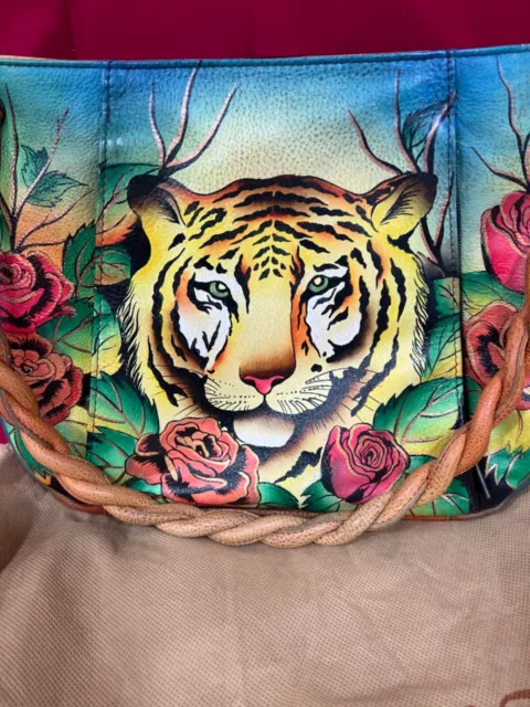 Anuschka Hand Painted handbag new  Tiger In Love!!! 2