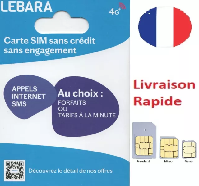 😍 CARTE SIM prépayée lebara mobile 4G 0€ crédit 🔥 (réseau orange