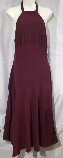 DONNA MORGAN Halter Burgundy Dress Midi Women's Size 4 Fit & Flare NWT