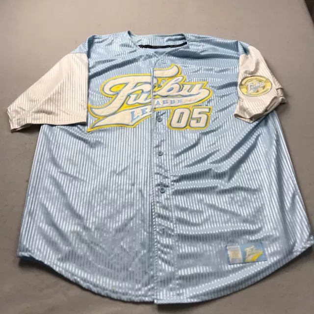 FUBU Vintage League Classic Baseball Jersey Mens XXL 2X Blue Gray Silver  Button