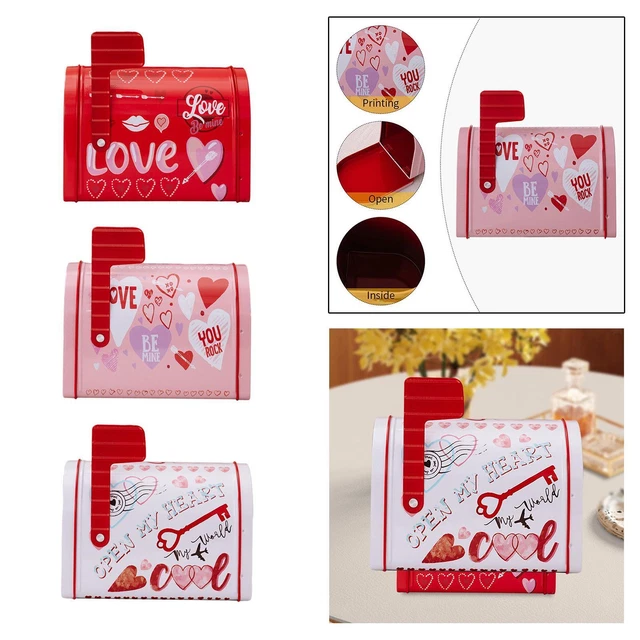 Boîte à Lettres Saint-Valentin / Mariage - Décoration Romantique Rouge Blanc Rose (9,5x13,5x8 Cm)