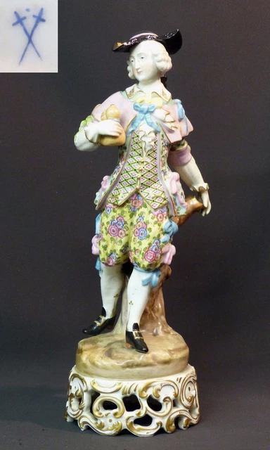 A 18ème belle porcelaine groupe Meissen saxe 1.3kg34cm dandy romantique  gourde