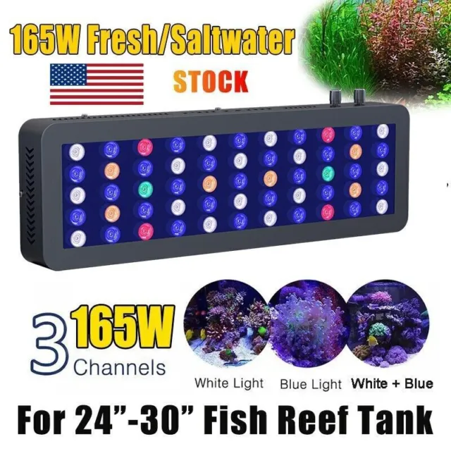 165W LED Aquarium Light Full Spectrum Freshwater Fish Tank Plant Bulbs 24" 30"