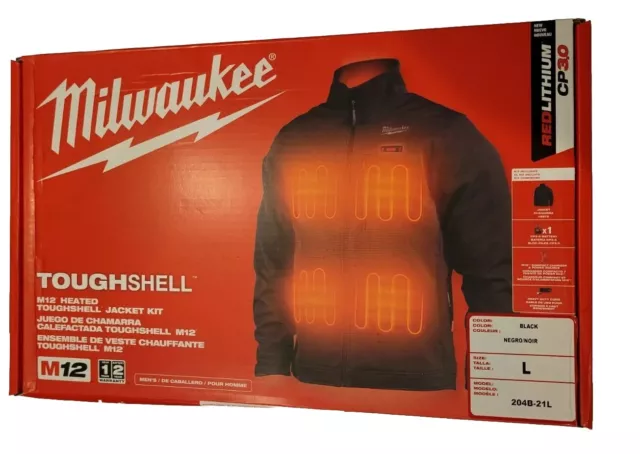 MILWAUKEE M12 TOUGHSHELL 204B-21L Men's Heated Jacket Kit Size Large ...