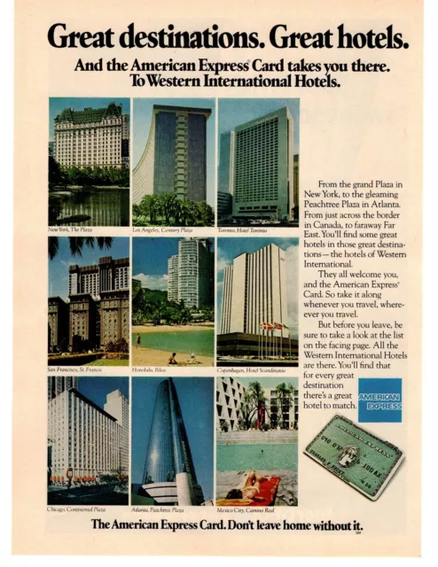 1976 Ilikai The Century Plaza Hotel Scandanavia American Express Card Print Ad