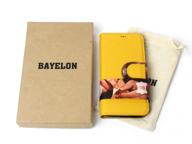 Bayelon iPhone 13 6.1" (2021) Leather Wallet Case w/ Kickstand - Floater Yellow