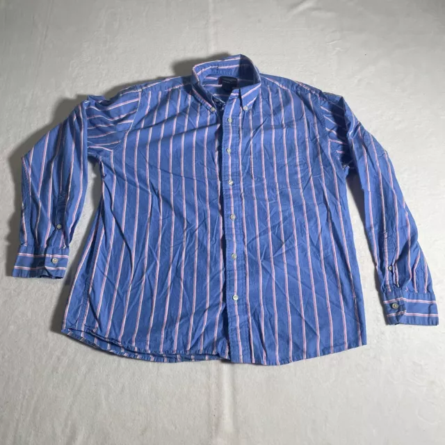 American Eagle Shirt Mens Large Blue Button Down Striped  Preppy Dress Casual