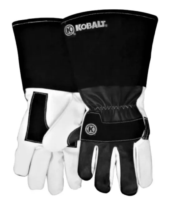 Kobalt Goat Skin Mig Welding Gloves Genuine Leather Welder Black/White Large