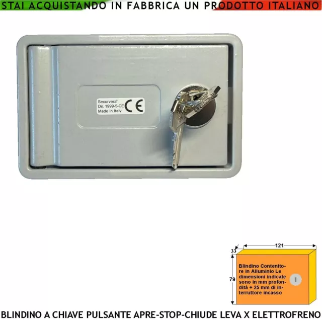 Cassetta Blindata Alluminio Pulsante 15A 230V Serranda Leva Sgancio Elettroblocc