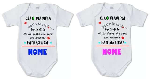 body tuta neonato Stampa "mamma fantastica" regalo nascita nome bimbo bimba