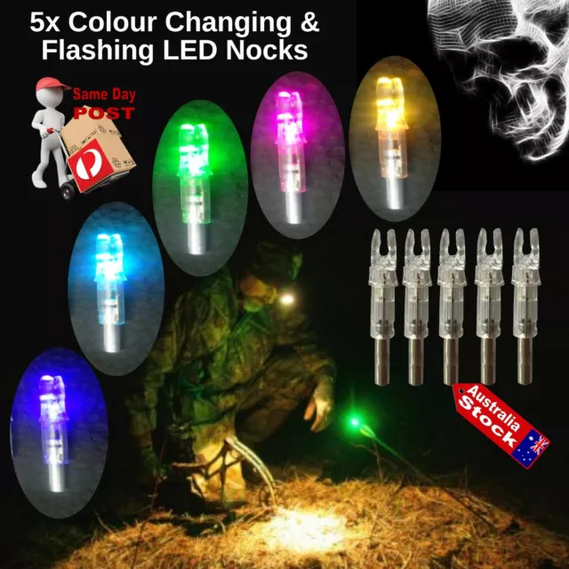 Archery Arrow Multi Colour Flashing Led Nocks Changeable Lithium Battery Hunting