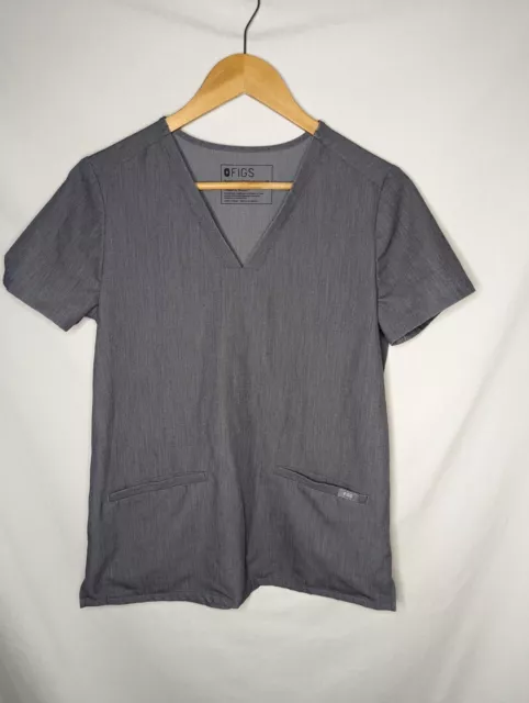 FIGS XS Gray Technical Collection Gray Scrub Top Pockets