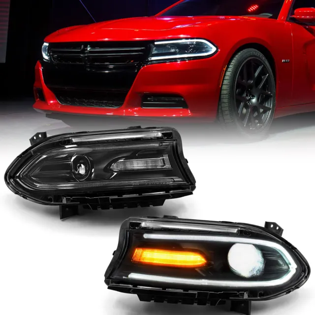 For Dodge Charger 2015-2022 Headlights Halogen LED DRL Left & Right Headlamps