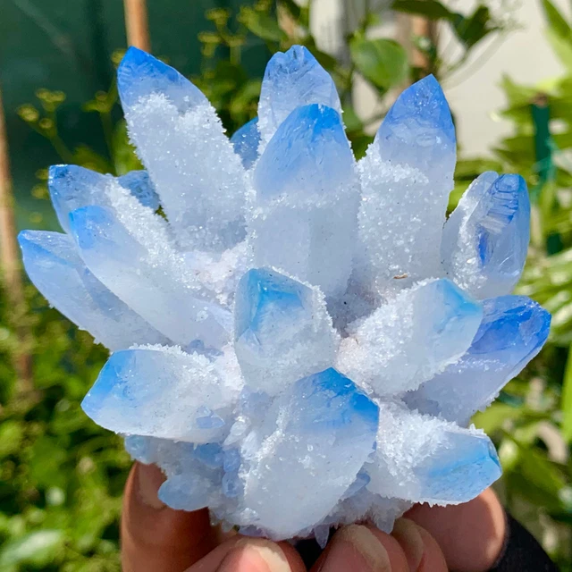 332G New Find sky blue Phantom Quartz Crystal Cluster Mineral Specimen Healing