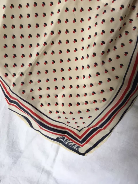 Jaeger silk scarf, square cream red navy