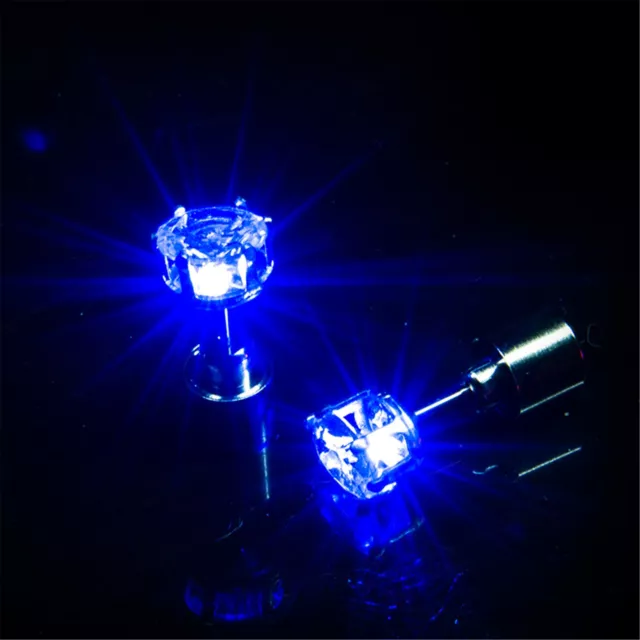 1 Pairs LED Earrings Glowing Light Up Diamond Crown Ear Drop Pendant Stud