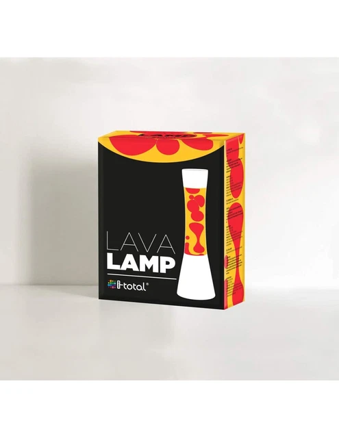 Lampada Lava 40 cm con Base bianca, Liquido Giallo e Cera Rossa