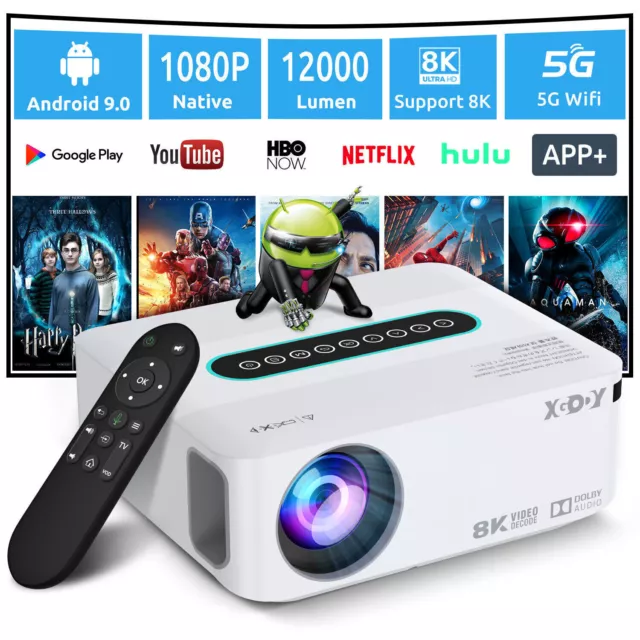 XGODY 4K Projektor 1080P LED Videoprojektor Heimkino HD Beamer 5G WiFi Bluetooth