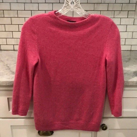 Talbots 100% Cashmere Sweater Womens Size XS Pink High Neck Long Sleeve