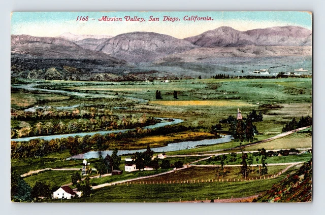 Postcard California San Diego CA Mission Valley Aerial 1910s Posted Divided Back