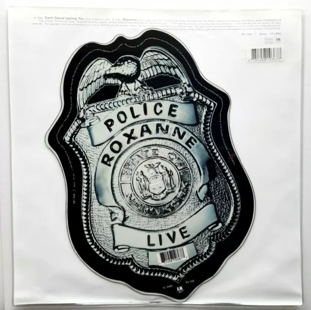 NM/NM The Police Roxanne (Live) / Can't Stand Losing You (Live) Picture Disc