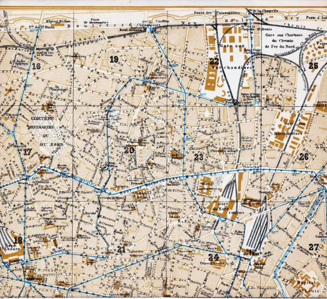 Paris 9e 10e 18e 1931 pt. plan ville orig. (partie) Clignancourt Gare de l'Est