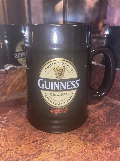 GUINNESS Original Beer Mug Pint Stein Black Heavy Stoneware