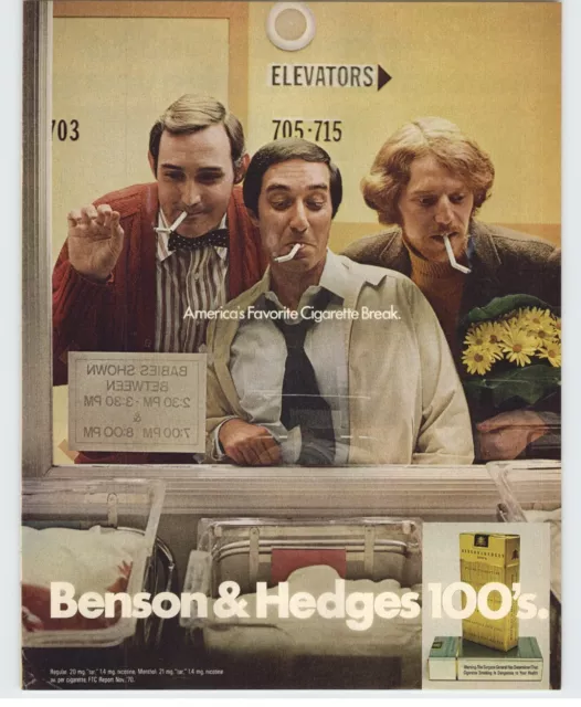 1971 Benson and Hedges Cigarettes Vintage Ad 3 Dads Smoking Broken Cigarettes