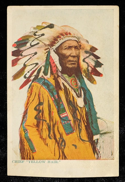 1905-1910s Chief Yellow Hair Native American Indian Antique Post Card