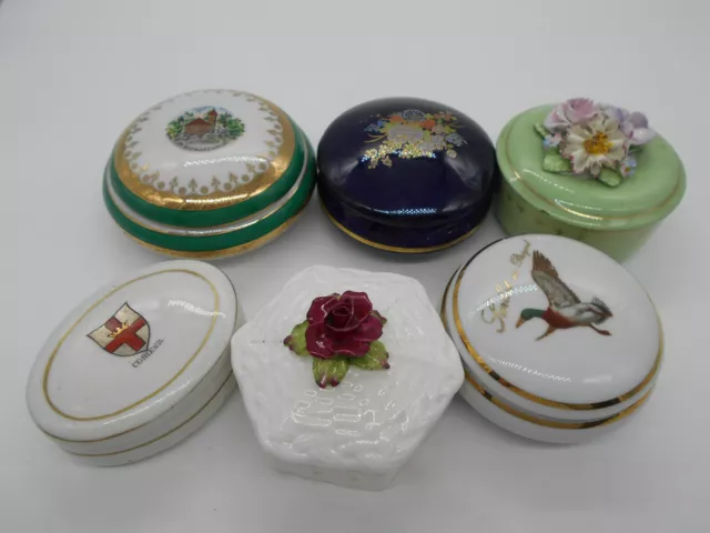 Lot De 6 Boite A Bijoux Floral Canard  En Porcelaine De Limoges & Autre