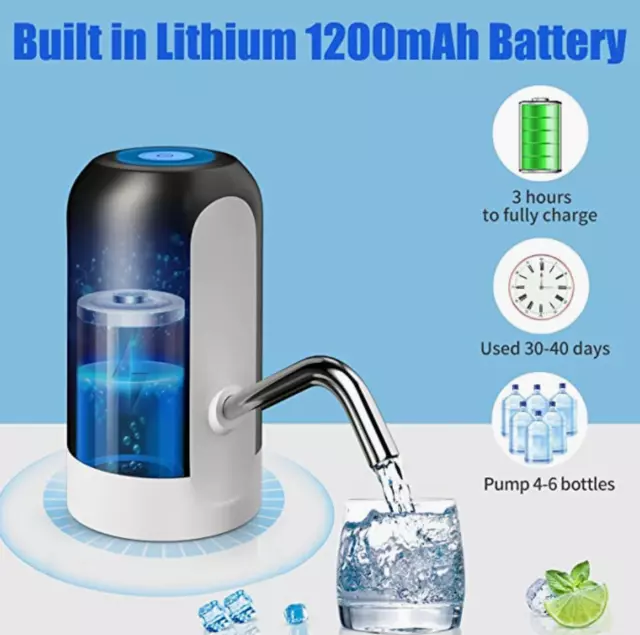 Portable Electric Automatic Water Bottle Pump Drinking Water Pump Fit Dispenser 2