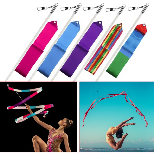 4M Gym Dance Ribbon Rhythmic Art Gymnastic Dancing Streamers Baton Twirling  Rod