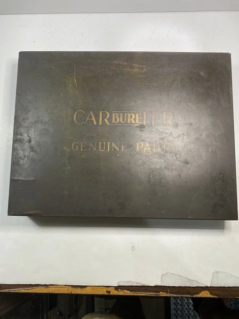 Vintage Carter Carburetor Advertising Cabinet Organizer with some parts 15x11.5