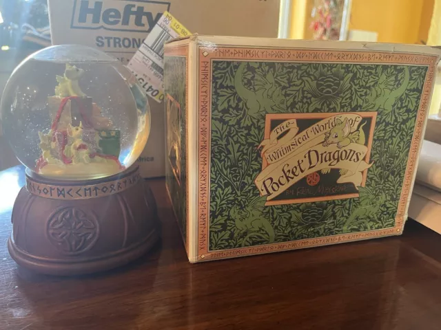 Whimsical World Of Pocket Dragons  Water Snow Globe Real Musgrave WITH BOX