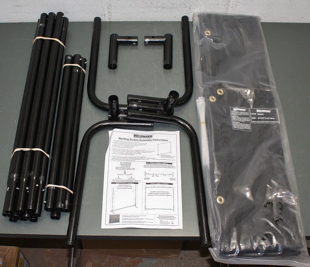 Westward Welding Screen 22RN76, 8 ft x 6 ft, Gray / Black Transparent PVC, Spark