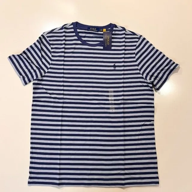 Polo Ralph Lauren T shirt Fitted Striped Blue Men's Size Large NWT