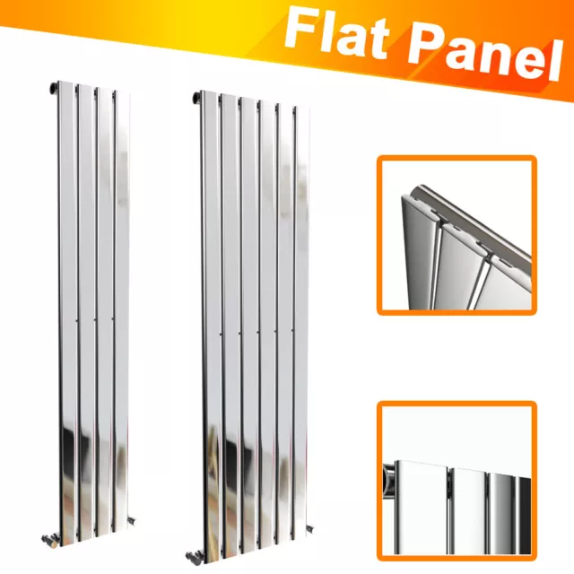 Chrome Vertical Designer Flat Panel Single Column Radiator Central Heating Rads