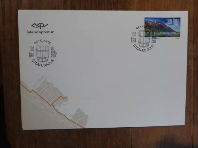 ICELAND 2018 100th ANNIV SIGLUFJOROUR FDC FIRST DAY COVER