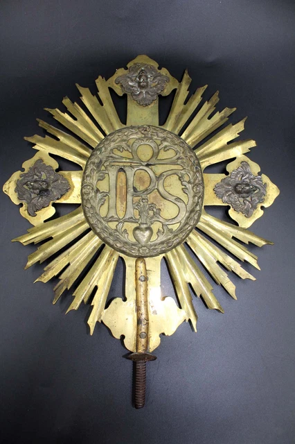 sehr schönes altes großes Vortragekreuz Prozessionskreuz 18/19.Jahrhundert Engel
